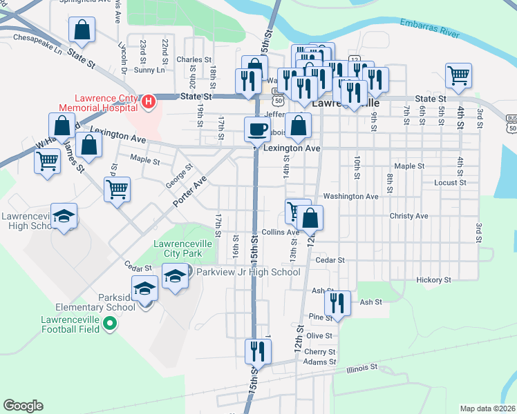 map of restaurants, bars, coffee shops, grocery stores, and more near 1312 15th Street in Lawrenceville