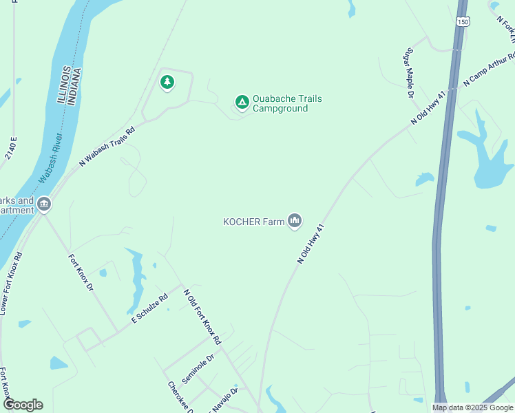 map of restaurants, bars, coffee shops, grocery stores, and more near 3115 North Old Highway 41 in Vincennes