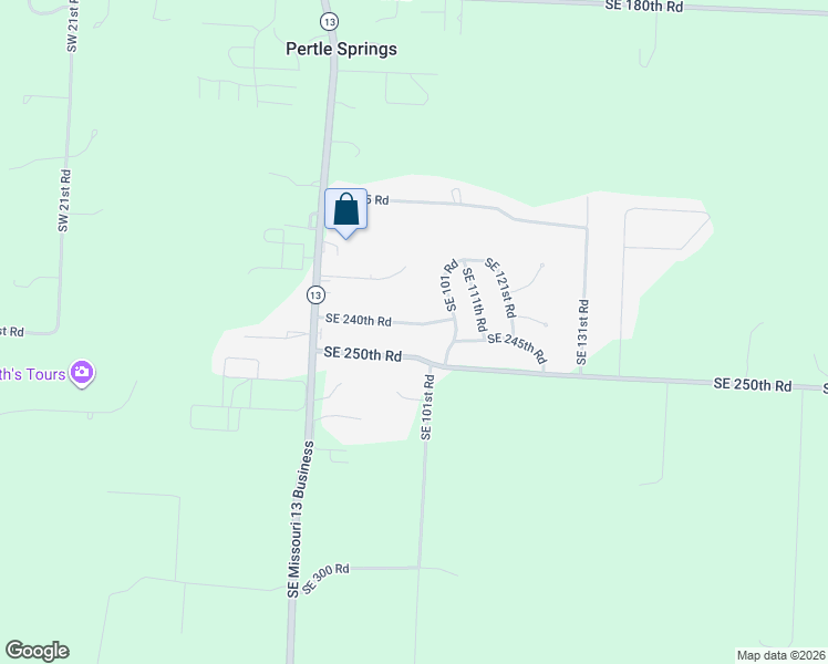 map of restaurants, bars, coffee shops, grocery stores, and more near 26 Southeast 240th Road in Warrensburg