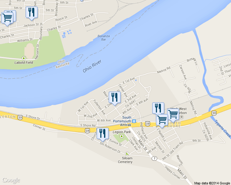 map of restaurants, bars, coffee shops, grocery stores, and more near 4720 Ridge St in South Shore