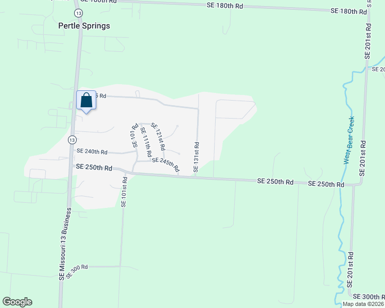 map of restaurants, bars, coffee shops, grocery stores, and more near 244 Southeast 131st Road in Warrensburg