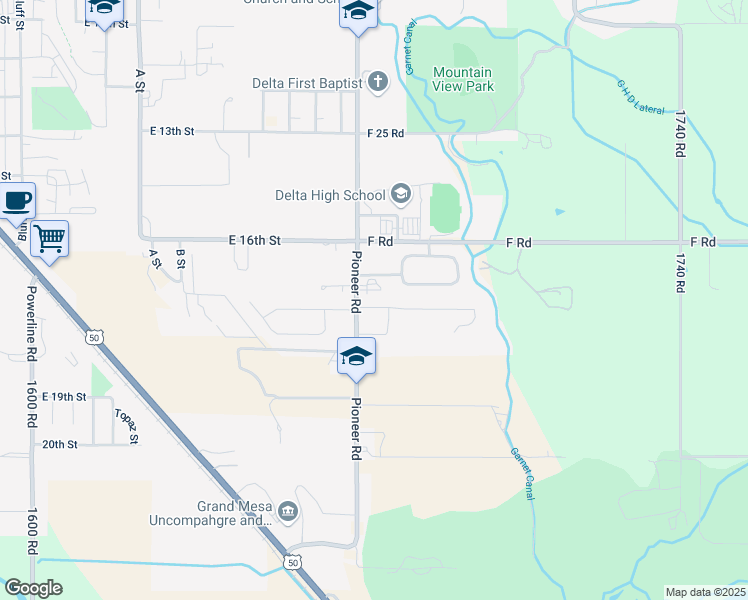 map of restaurants, bars, coffee shops, grocery stores, and more near 1961 Gala Street in Delta