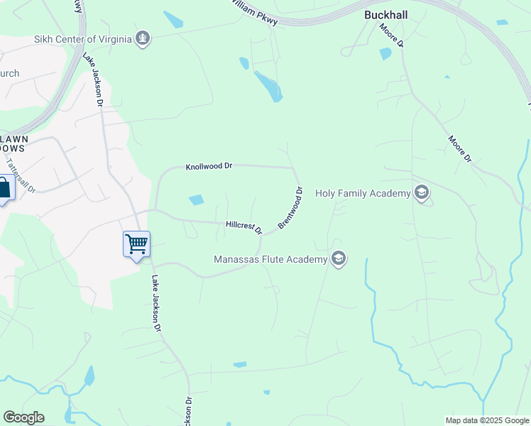 map of restaurants, bars, coffee shops, grocery stores, and more near 10611 Manor Court in Manassas