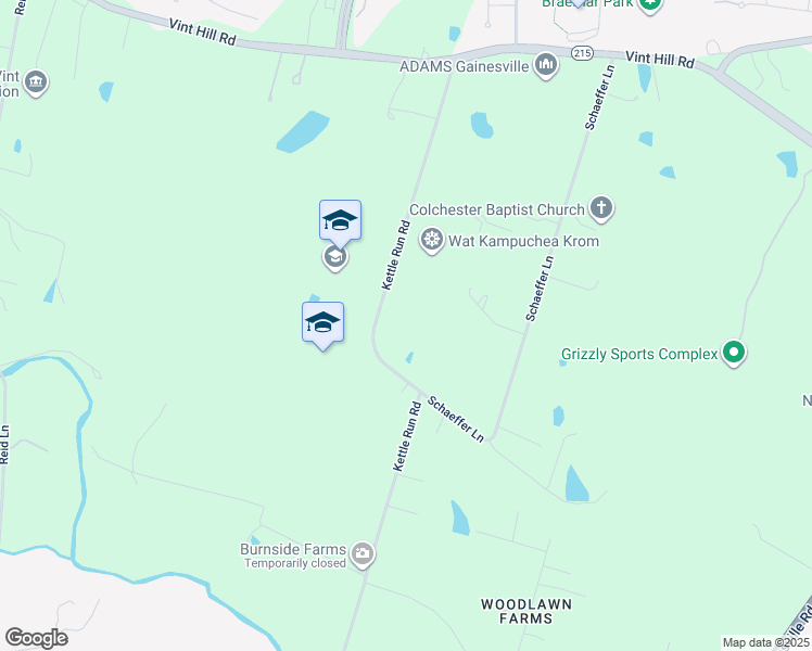 map of restaurants, bars, coffee shops, grocery stores, and more near 10609 Kettle Run Rd in Nokesville