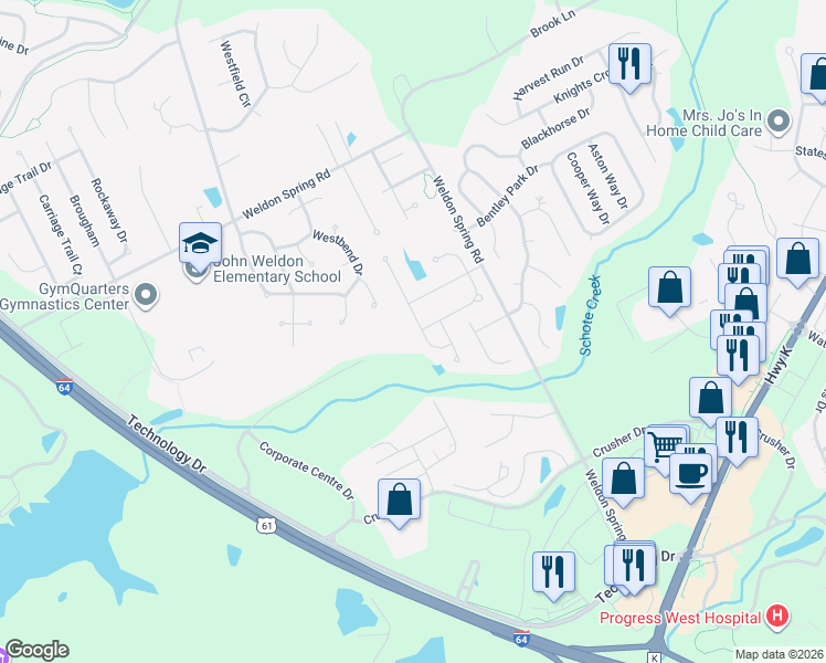 map of restaurants, bars, coffee shops, grocery stores, and more near 1160 Keighly Crossing in Dardenne Prairie