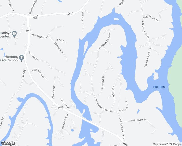 map of restaurants, bars, coffee shops, grocery stores, and more near 6265 Occoquan Forest Drive in Manassas