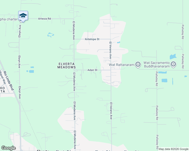 map of restaurants, bars, coffee shops, grocery stores, and more near 504 Adair Street in Elverta