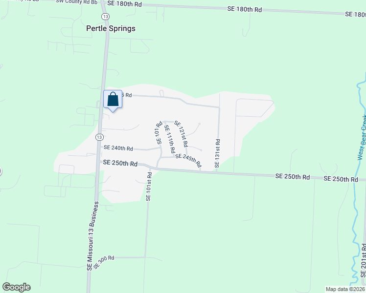 map of restaurants, bars, coffee shops, grocery stores, and more near 240 Southeast 121st Road in Warrensburg