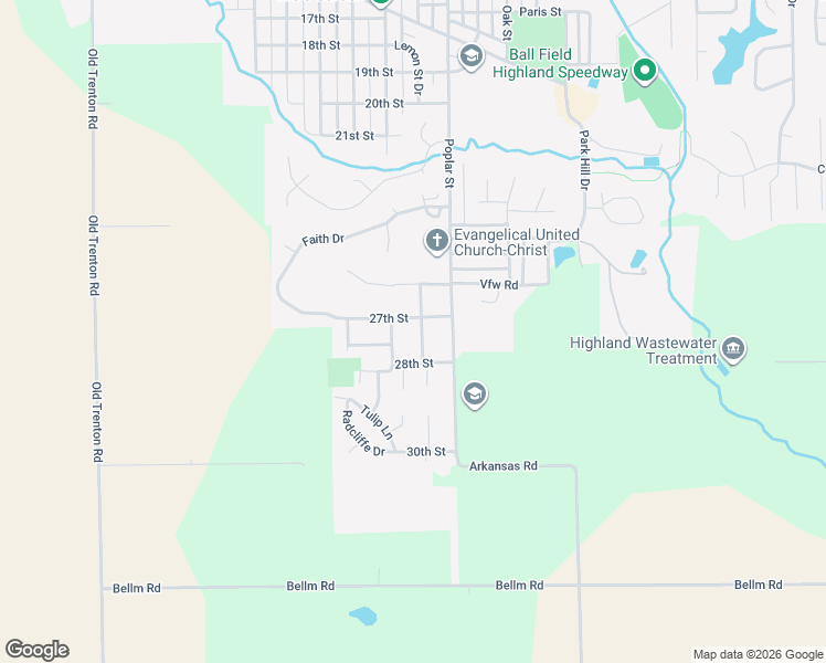map of restaurants, bars, coffee shops, grocery stores, and more near 1450 26th Street in Highland