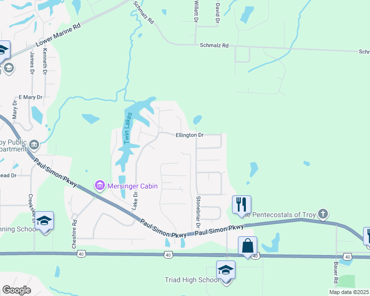 map of restaurants, bars, coffee shops, grocery stores, and more near 26 Ellington Drive in Troy