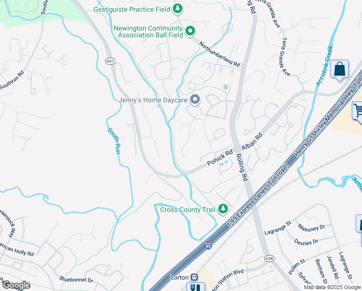 map of restaurants, bars, coffee shops, grocery stores, and more near 8556 Gwynedd Way in Springfield