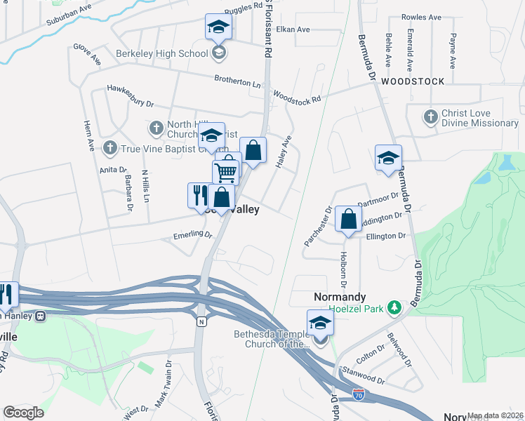 map of restaurants, bars, coffee shops, grocery stores, and more near 1322 Haley Avenue in St. Louis