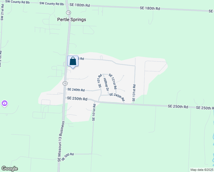 map of restaurants, bars, coffee shops, grocery stores, and more near 235 Hilltop Drive in Warrensburg