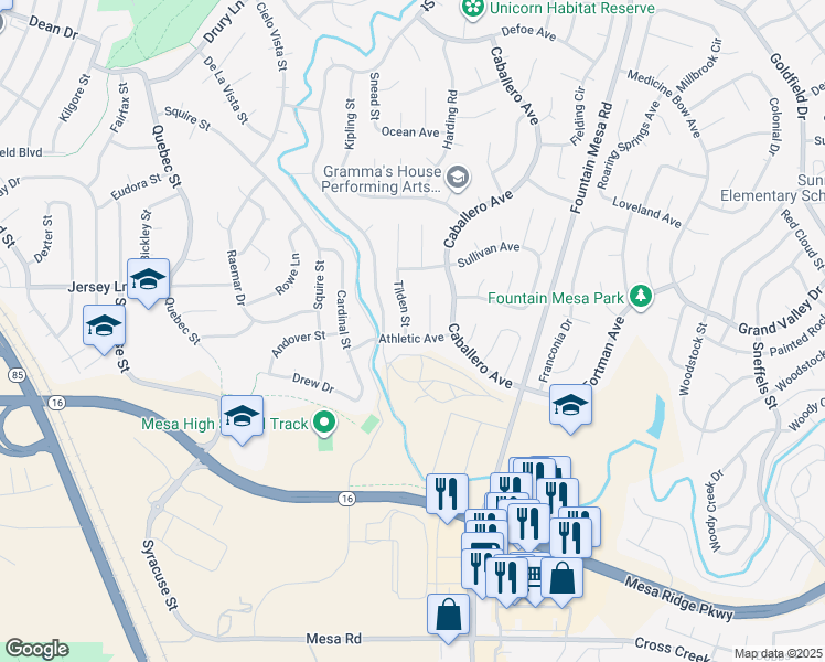 map of restaurants, bars, coffee shops, grocery stores, and more near 7349 Metropolitan Street in Colorado Springs