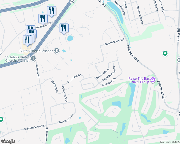 map of restaurants, bars, coffee shops, grocery stores, and more near 5015 Sammelmann Road in Weldon Spring