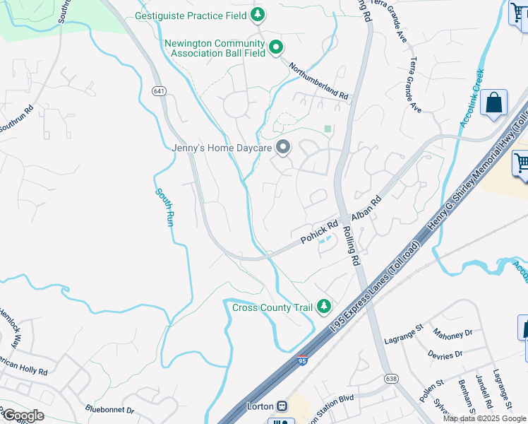 map of restaurants, bars, coffee shops, grocery stores, and more near 8552 Gwynedd Way in Springfield