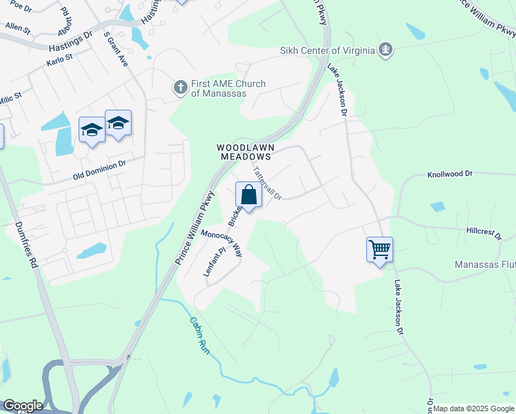 map of restaurants, bars, coffee shops, grocery stores, and more near 10649 Heron Ridge Court in Manassas
