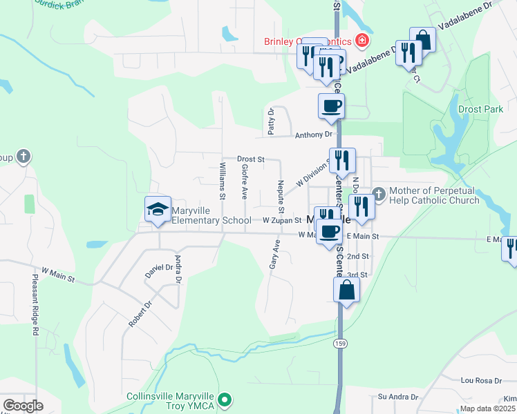 map of restaurants, bars, coffee shops, grocery stores, and more near 306 Maryknoll Drive in Maryville