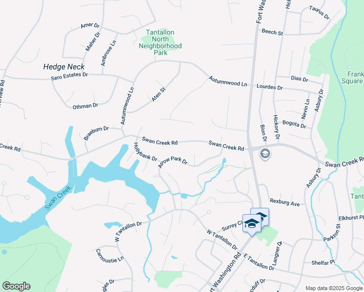 map of restaurants, bars, coffee shops, grocery stores, and more near 400 Swan Creek Road in Fort Washington