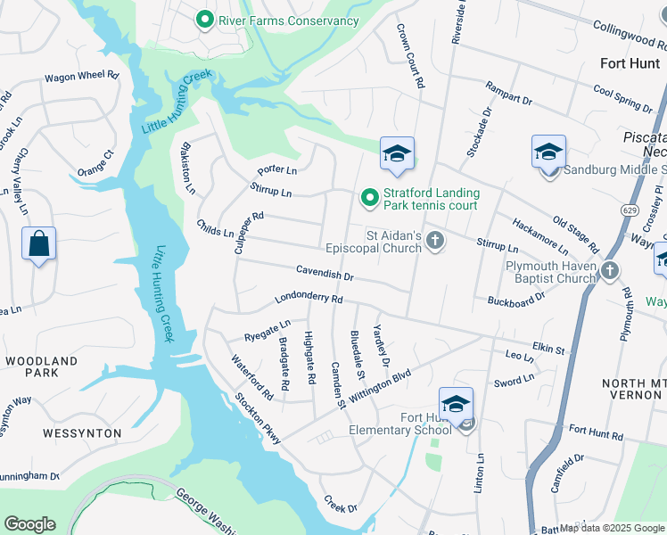 map of restaurants, bars, coffee shops, grocery stores, and more near 8510 Camden Street in Alexandria