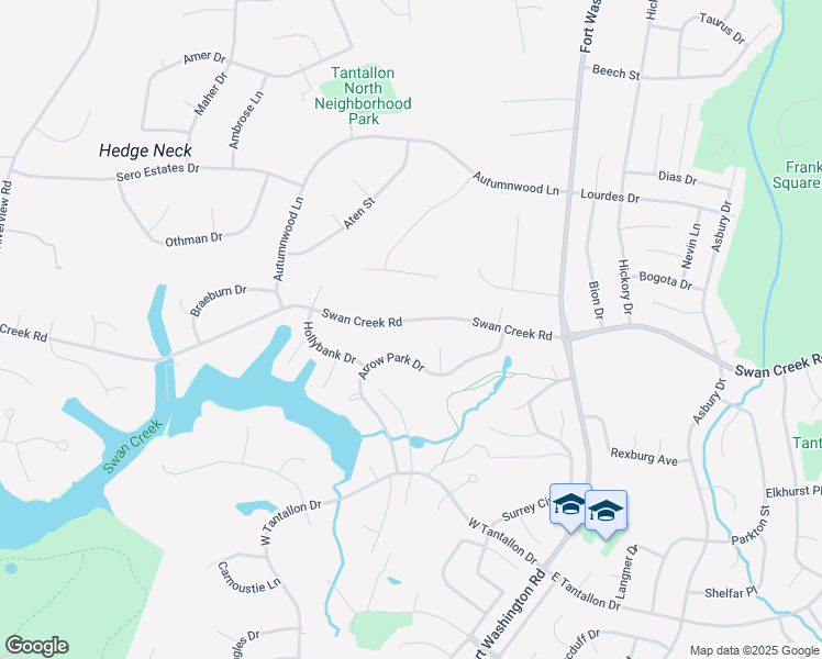 map of restaurants, bars, coffee shops, grocery stores, and more near 400 Swan Creek Road in Fort Washington
