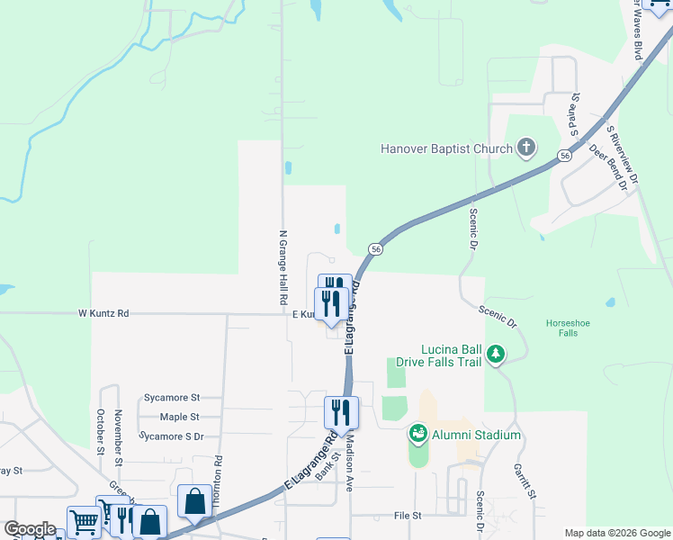 map of restaurants, bars, coffee shops, grocery stores, and more near 893 South Goldenrod Lane in Hanover