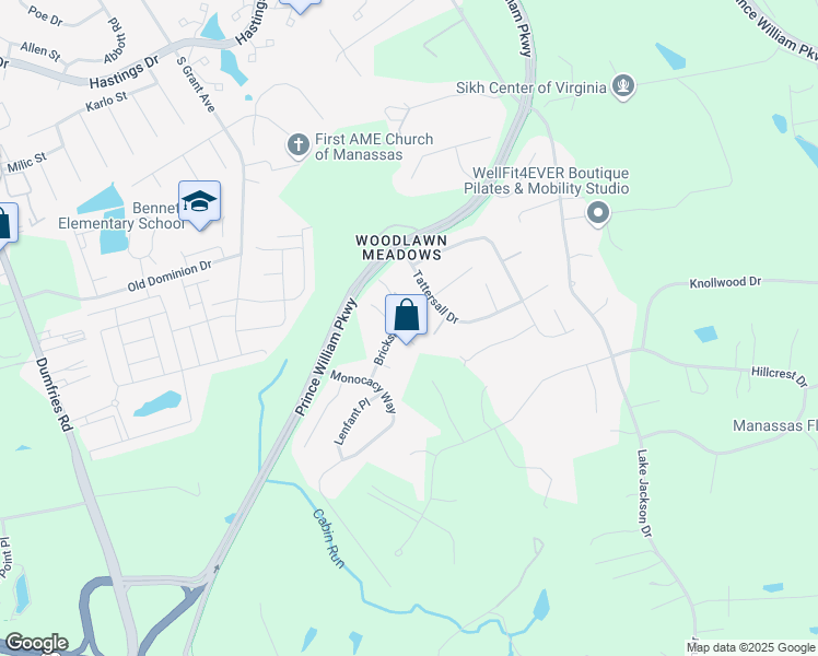 map of restaurants, bars, coffee shops, grocery stores, and more near 10641 Heron Ridge Court in Manassas