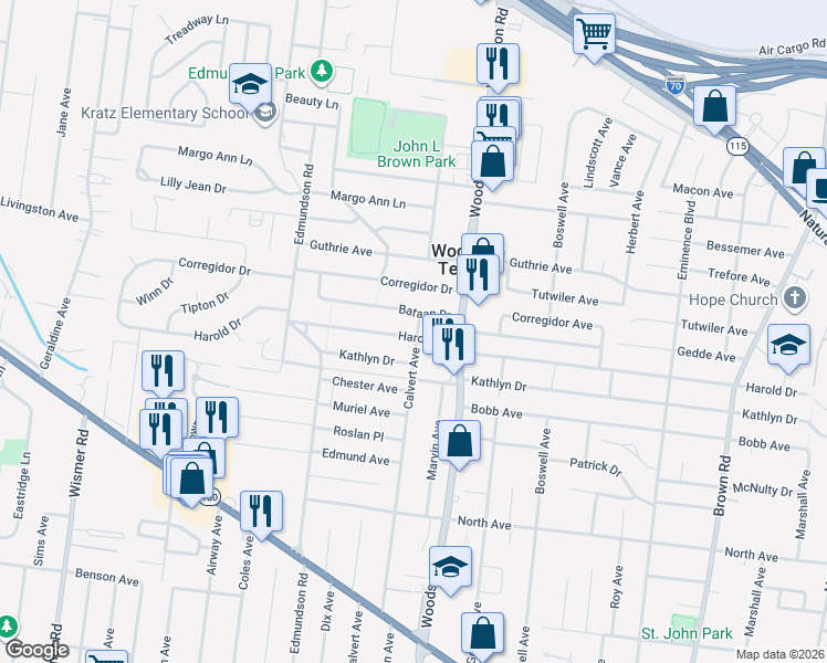 map of restaurants, bars, coffee shops, grocery stores, and more near 3841 Calvert Avenue in St. Louis