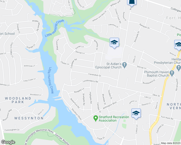 map of restaurants, bars, coffee shops, grocery stores, and more near 2408 Cavendish Drive in Alexandria