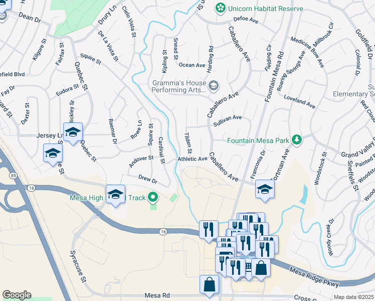 map of restaurants, bars, coffee shops, grocery stores, and more near 7349 Metropolitan Street in Colorado Springs