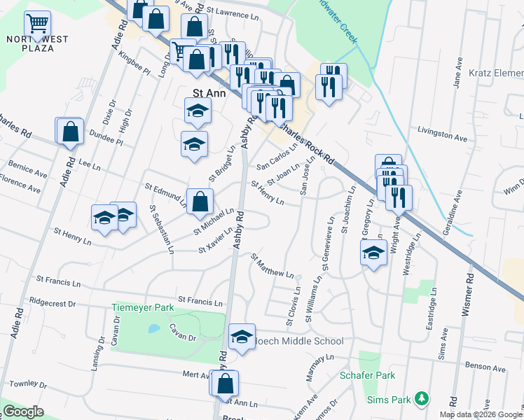 map of restaurants, bars, coffee shops, grocery stores, and more near 27 Constance Court in Saint Ann