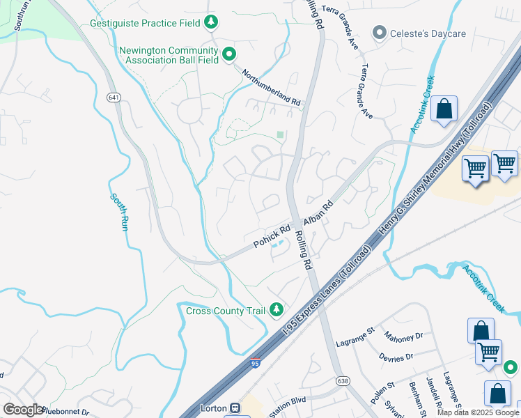 map of restaurants, bars, coffee shops, grocery stores, and more near 7701 Durer Court in Springfield