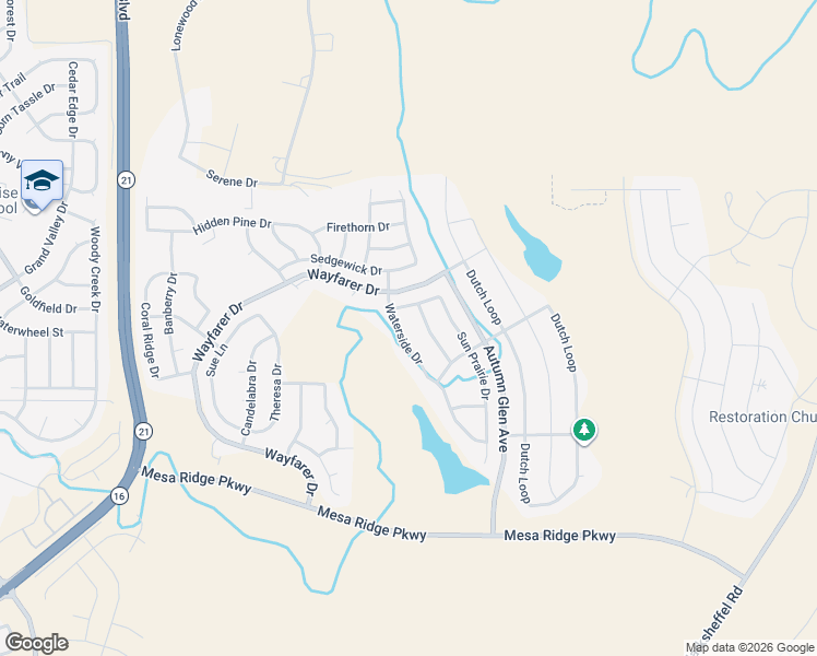 map of restaurants, bars, coffee shops, grocery stores, and more near 7437 Waterside Dr in Colorado Springs