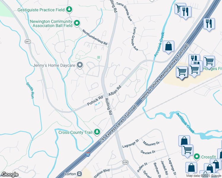 map of restaurants, bars, coffee shops, grocery stores, and more near 8562 Springfield Oaks Drive in Springfield