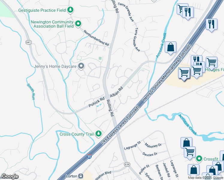 map of restaurants, bars, coffee shops, grocery stores, and more near 8564 Springfield Oaks Drive in Springfield