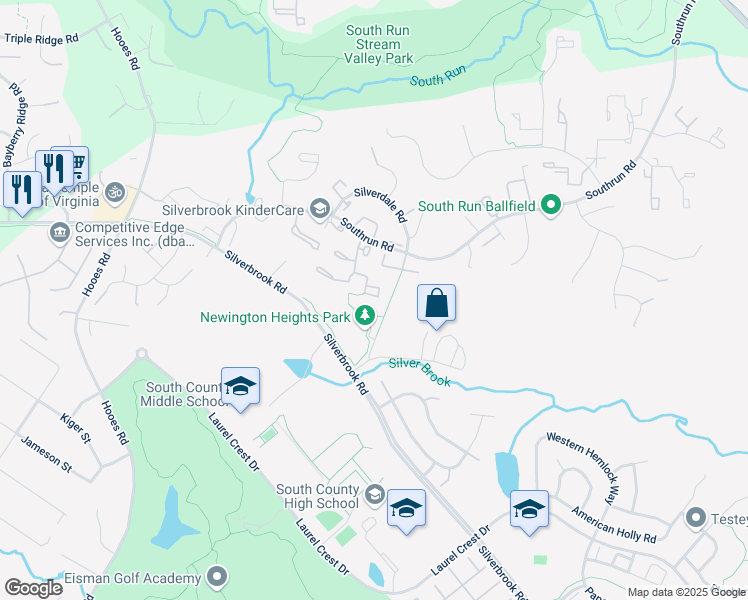 map of restaurants, bars, coffee shops, grocery stores, and more near 8511 Golden Ridge Court in Lorton