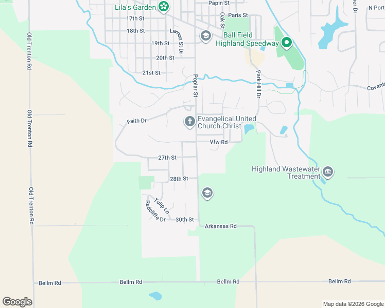 map of restaurants, bars, coffee shops, grocery stores, and more near 1515 27th Street in Highland