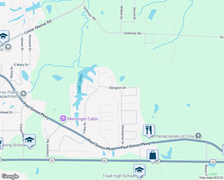 map of restaurants, bars, coffee shops, grocery stores, and more near 26 Ellington Drive in Troy