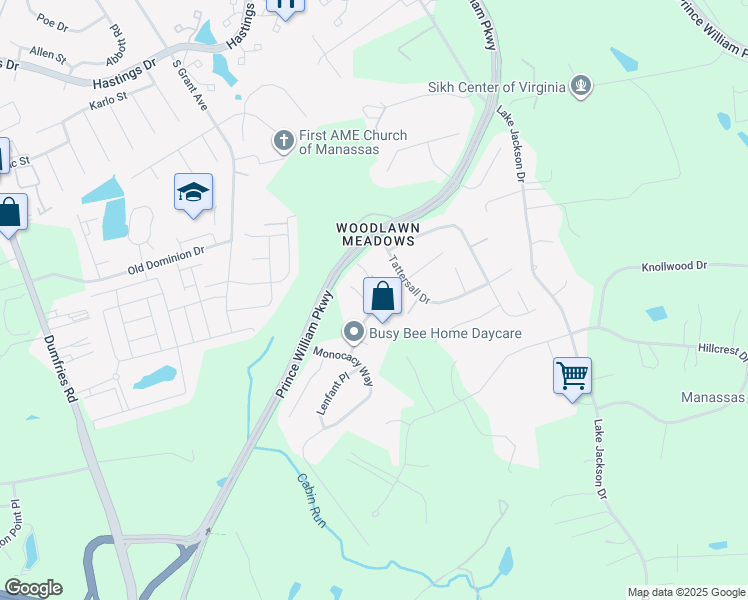 map of restaurants, bars, coffee shops, grocery stores, and more near 10631 Red Wine Court in Manassas