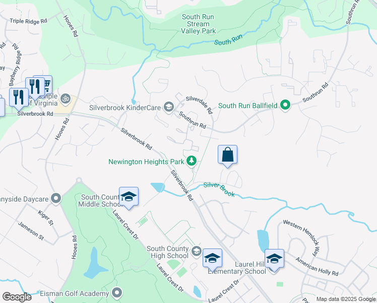 map of restaurants, bars, coffee shops, grocery stores, and more near 8531 Golden Ridge Court in Lorton