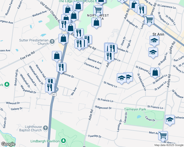 map of restaurants, bars, coffee shops, grocery stores, and more near 11038 Gertrude Avenue in Saint Ann