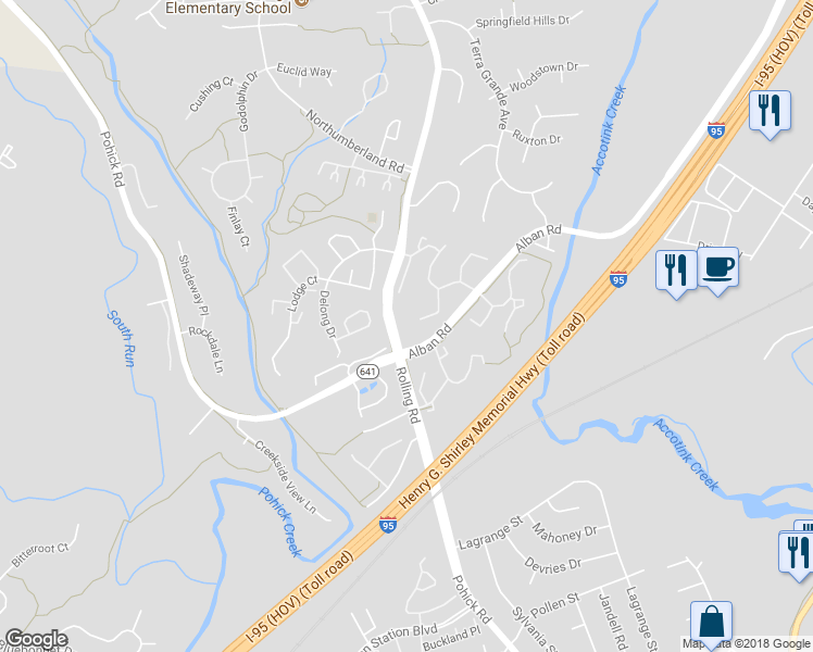 map of restaurants, bars, coffee shops, grocery stores, and more near 8579 Springfield Oaks Drive in Springfield
