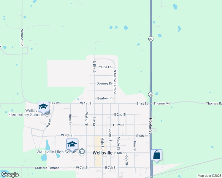 map of restaurants, bars, coffee shops, grocery stores, and more near 203 Cedarlane Drive in Wellsville
