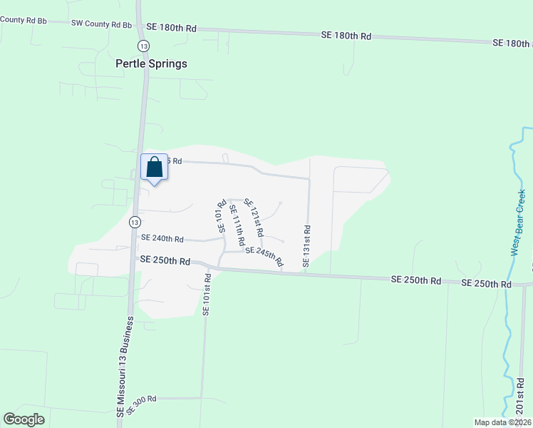 map of restaurants, bars, coffee shops, grocery stores, and more near 120 Southeast 235th Road in Warrensburg