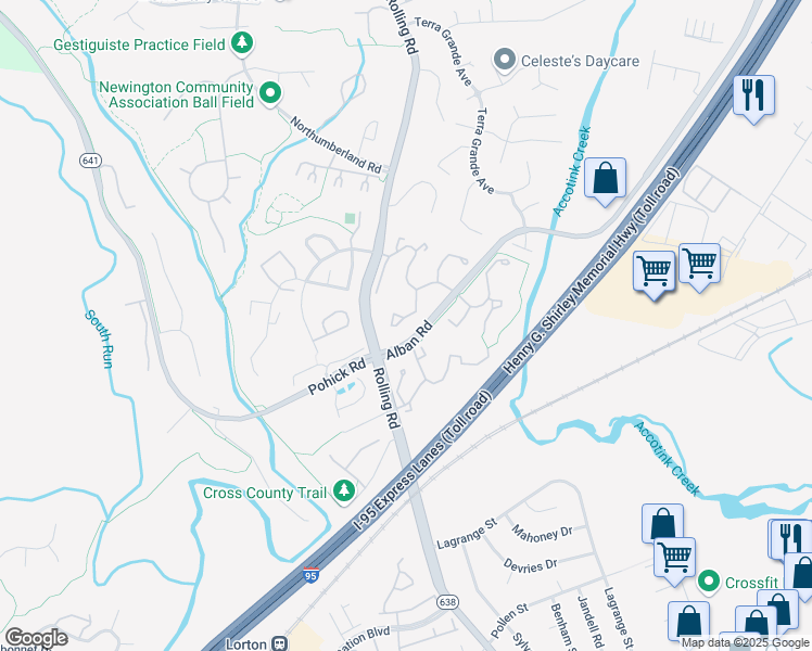 map of restaurants, bars, coffee shops, grocery stores, and more near 8548 Springfield Oaks Drive in Springfield