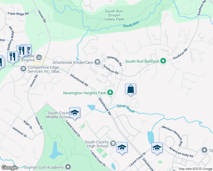 map of restaurants, bars, coffee shops, grocery stores, and more near 8517 Koluder Court in Lorton