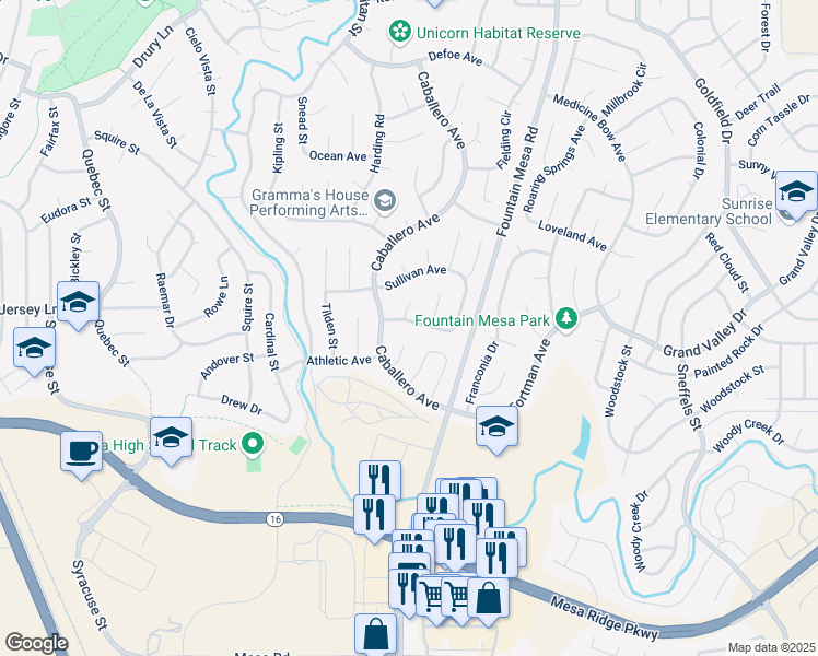 map of restaurants, bars, coffee shops, grocery stores, and more near 7310 Nugget Court in Colorado Springs