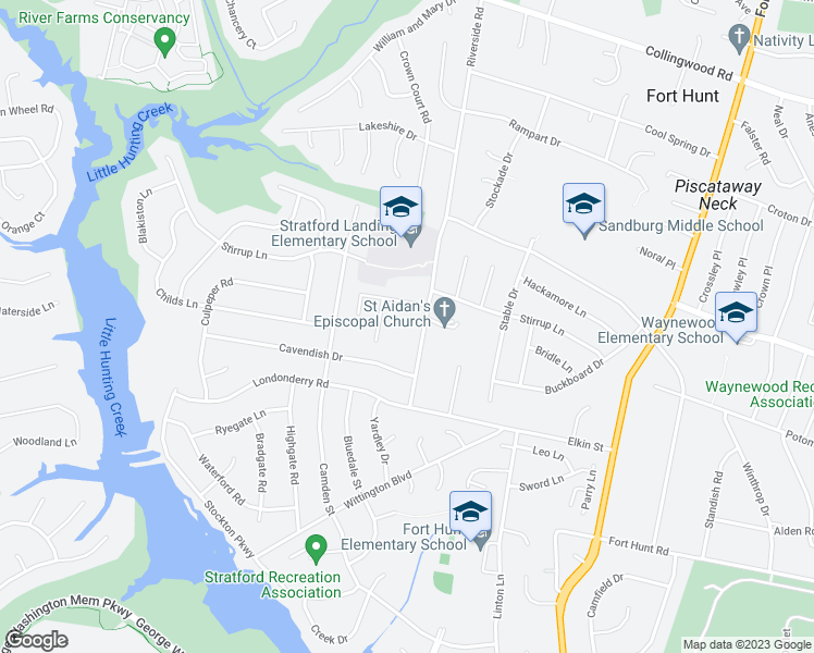 map of restaurants, bars, coffee shops, grocery stores, and more near 8522 Riverside Road in Alexandria