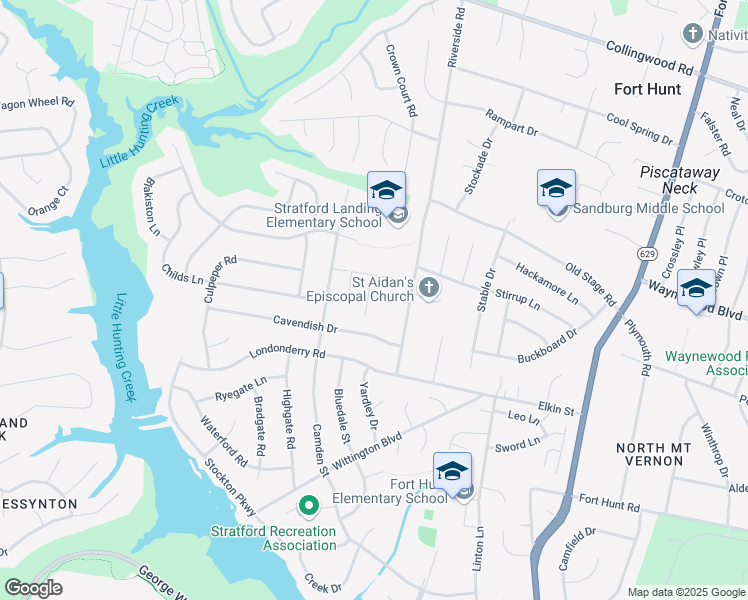 map of restaurants, bars, coffee shops, grocery stores, and more near 8525 Monticello Avenue in Alexandria