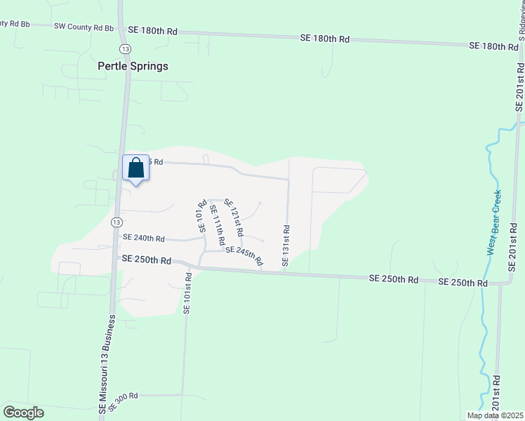 map of restaurants, bars, coffee shops, grocery stores, and more near 234 Southeast 131st Road in Warrensburg